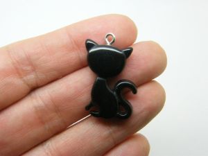 4 Black cat charms resin A760