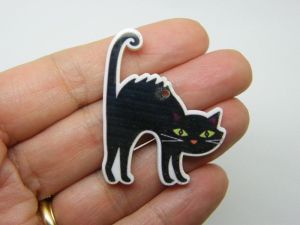4 Black cat pendants black white acrylic A218