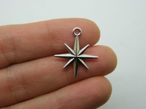 8 Star charms antique silver tone S49