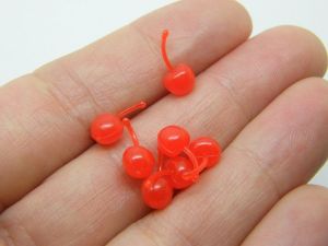 30 Cherries embellishment miniature red PVC plastic FD160