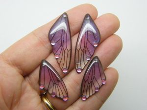 4 Butterfly insect wing set charms resin A512