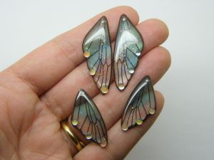 4 Butterfly insect wing set charms resin A976
