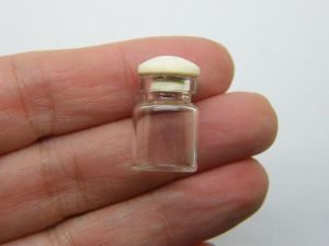 4 Miniature glass candy sweet dollhouse glass jar with wooden lid FD479