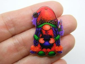 2 Gnome dwarf  Halloween pendants  acrylic HC1312