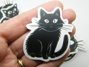 50 Black cat themed stickers random mixed paper black white 06