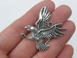4 Eagle hawk pendants antique silver tone B61