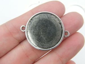 6 Connector cabochone frame  35 x 28mm fits 25mm antique silver tone FS229