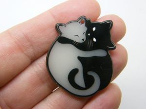 2 Cats pendants black and half glow in the dark acrylic A10