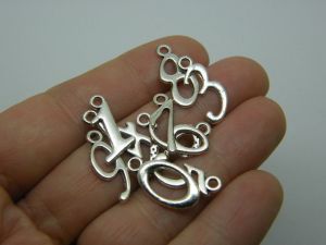 10 numbers 0 to 9 antique silver tone charms