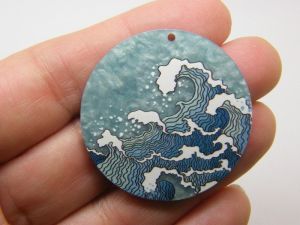 4 Wave ocean sea pendants blue white acrylic FF671