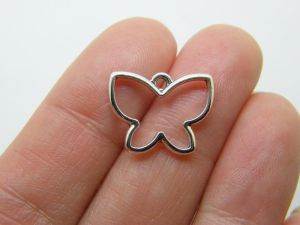 BULK 50 Butterfly charms antique silver tone A
