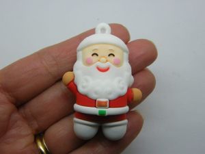 4 Santa Father Christmas pendants white red PVC plastic 021