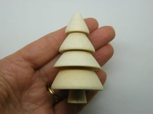2 Christmas fir tree  embellishment miniature natural wood 70 x 41mm T 87B