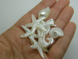 30 Sea themed imitation pearl acrylic charms FF - SALE 50% OFF