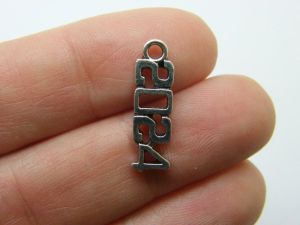 30 2024 year charms antique silver tone P419