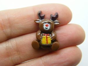 10 Reindeer Christmas embellishment cabochon brown resin CT158