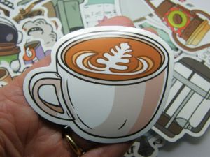 50 Coffee themed stickers random mixed paper 02