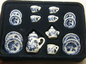 1 White with blue flowers porcelain coffee tea set 213A 03