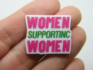 4 Women supporting women pendants white pink green acrylic M362