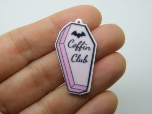 2 Coffin club pendants white acrylic HC912