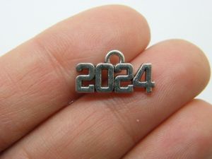 30 2024 year charms antique silver tone P567