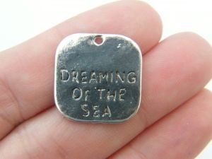BULK 30 Dreaming of the sea pendants antique silver tone FF630