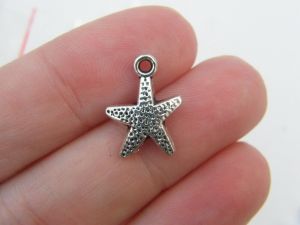 12 Starfish charms antique silver tone FF211