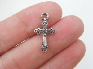 12 Cross charms antique silver tone C2