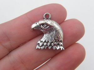 8 Eagle hawk pendants antique silver tone B63
