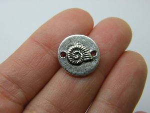 8 Shell connector charm antique silver tone FF691