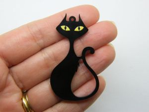 2 Cat pendants black acrylic A1022
