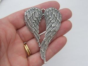 1 Angel wings pendant antique silver tone AW38