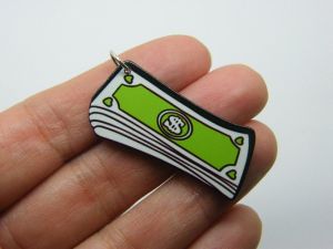 4 Dollar notes money pendants green white black acrylic WT51