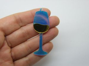 4  White wine glass charms acrylic FD75