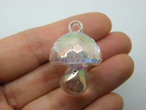 2 Mushroom pendants clear bubble acrylic L 006A