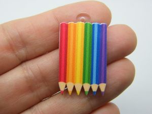 4 Pencils charms rainbow acrylic P155