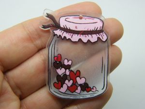 4 Jar of hearts pendants clear shades of pink acrylic H250