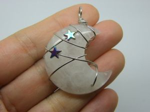 1 Moon wire wrapped stars pendant natural quarts M39