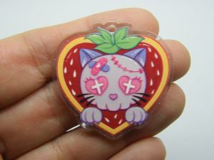 4 Cat strawberry pendants acrylic A810