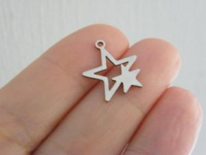 2 Stars charms silver stainless steel S7