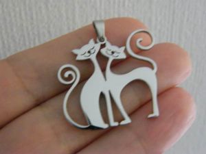 1 Cats pendant silver stainless steel A342