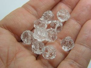 100 Flower rose beads clear acrylic BB323