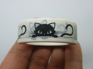 1 Black cat washi tape black and white STa