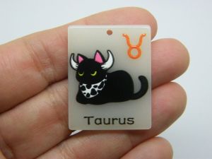 2 Taurus Zodiac star sign glow in the dark pendant acrylic