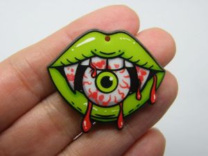 2 Vampire mouth eyeball charms acrylic HC34