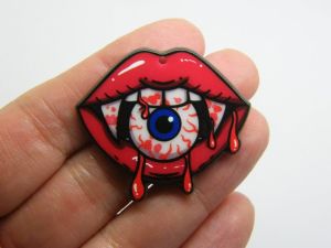 2 Vampire mouth eyeball charms acrylic HC39