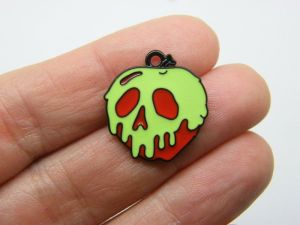 4 Poison apple skull pendants green red black tone HC459