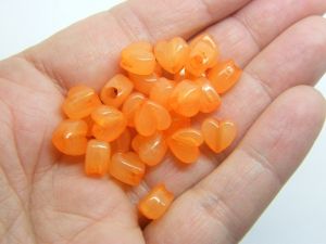 100 Orange imitation jelly heart beads acrylic AB163