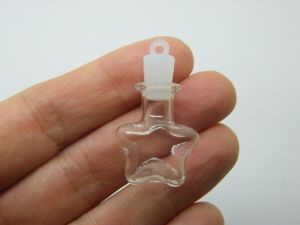 4 Mini glass bottle pendants with plastic lids M172