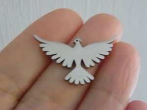 2  Dove bird  charms silver tone stainless steel B111